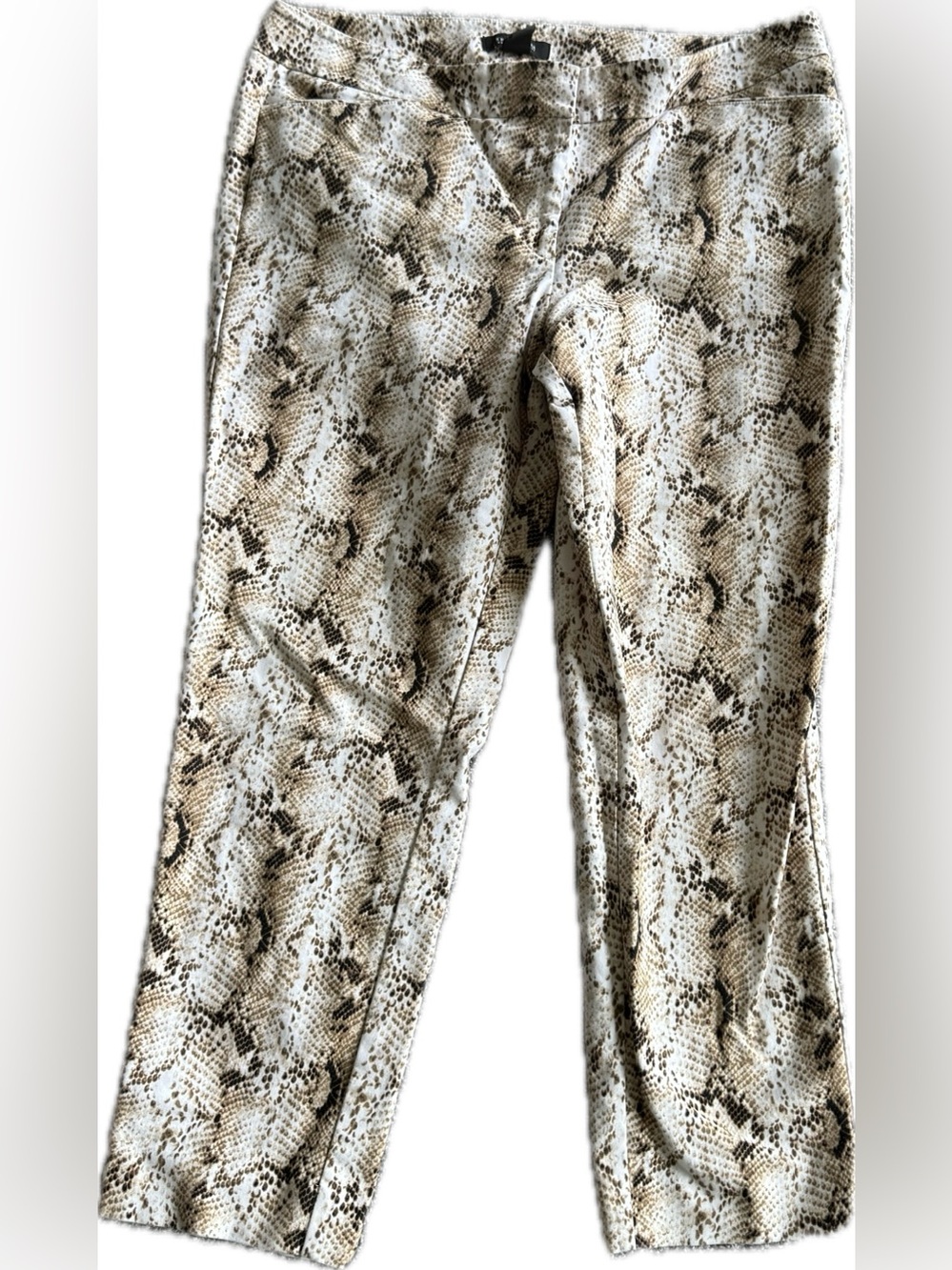 WHITE BLACK Snake Slim Ankle Pants 14R